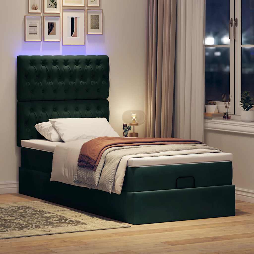 Ottoman bed met matrassen en LED's 100x200cm fluweel is nu te koop bij PeponiXL, paradijselijk wonen!