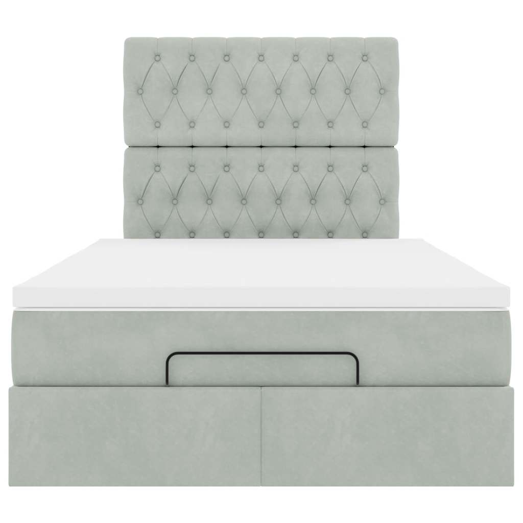 Ottoman bed met matrassen en LED's 120x190cm fluweel lichtgrijs is nu te koop bij PeponiXL, paradijselijk wonen!