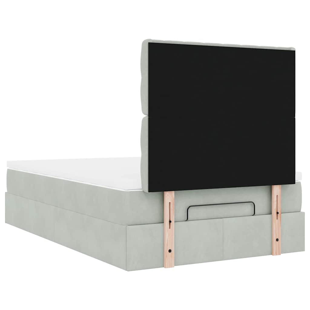 Ottoman bed met matrassen en LED's 120x190cm fluweel lichtgrijs is nu te koop bij PeponiXL, paradijselijk wonen!