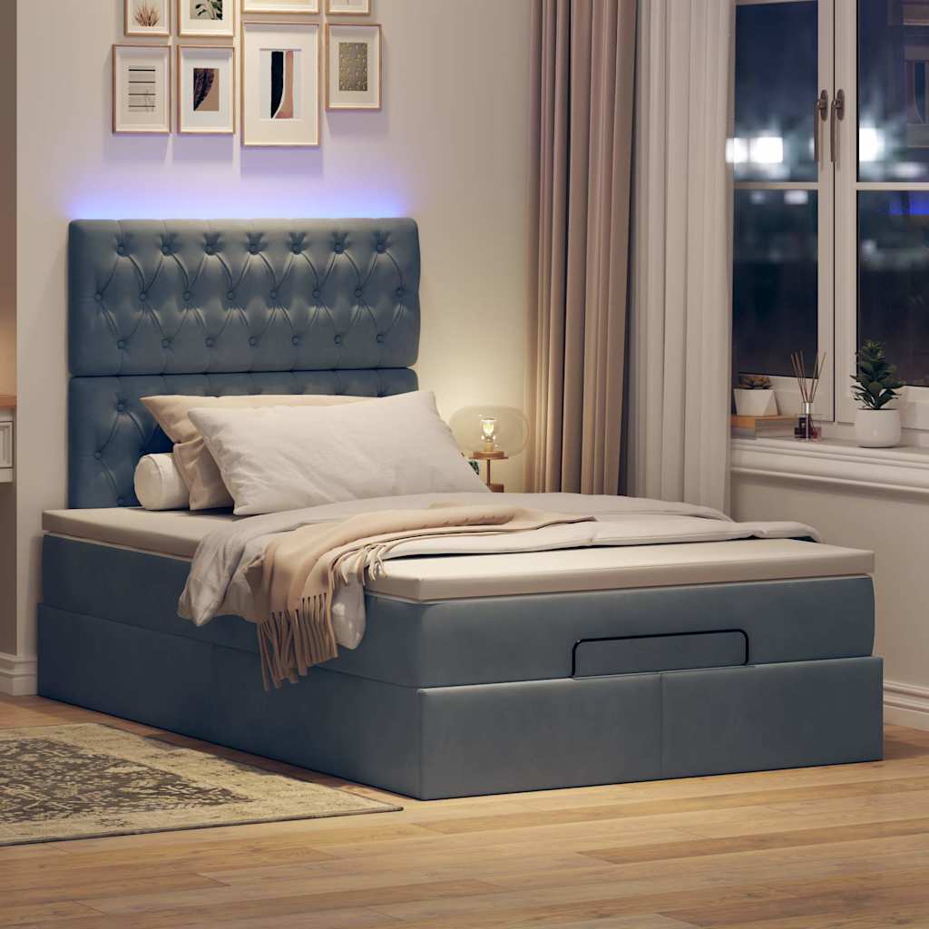 Ottoman bed met matrassen en LED's 120x190cm fluweel is nu te koop bij PeponiXL, paradijselijk wonen!