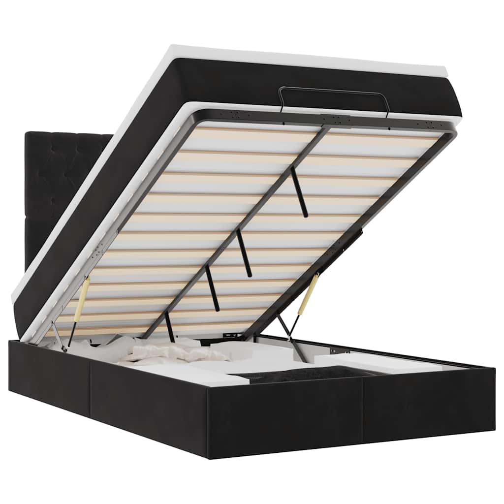 Ottoman bed met matrassen en LED's 120x190cm fluweel zwart is nu te koop bij PeponiXL, paradijselijk wonen!