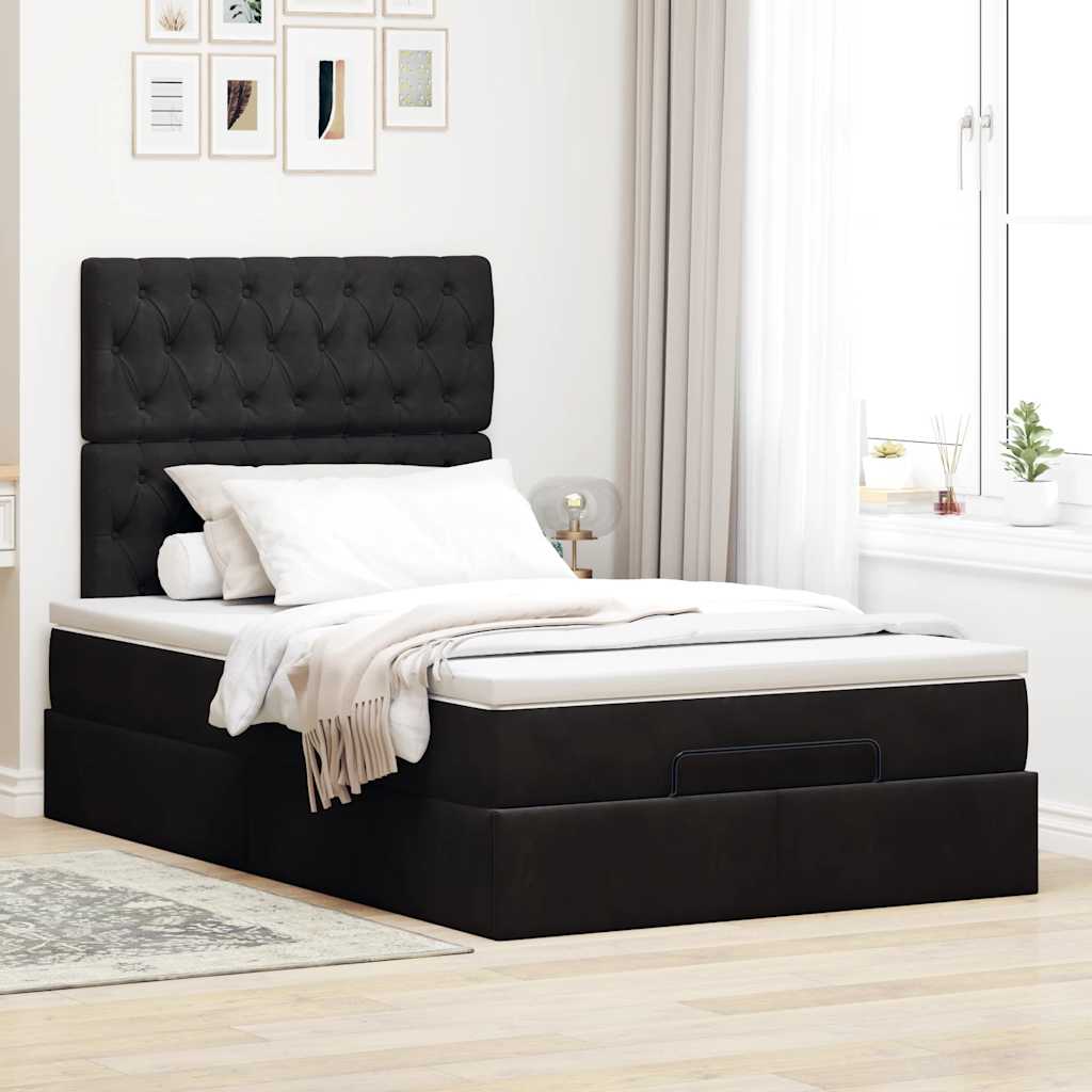Ottoman bed met matrassen en LED's 120x190cm fluweel zwart is nu te koop bij PeponiXL, paradijselijk wonen!