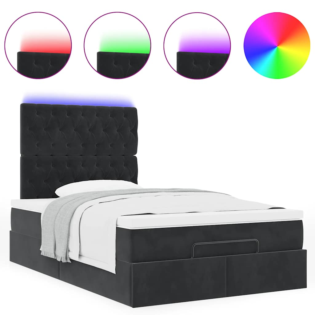 Ottoman bed met matrassen en LED's 120x190cm fluweel zwart is nu te koop bij PeponiXL, paradijselijk wonen!