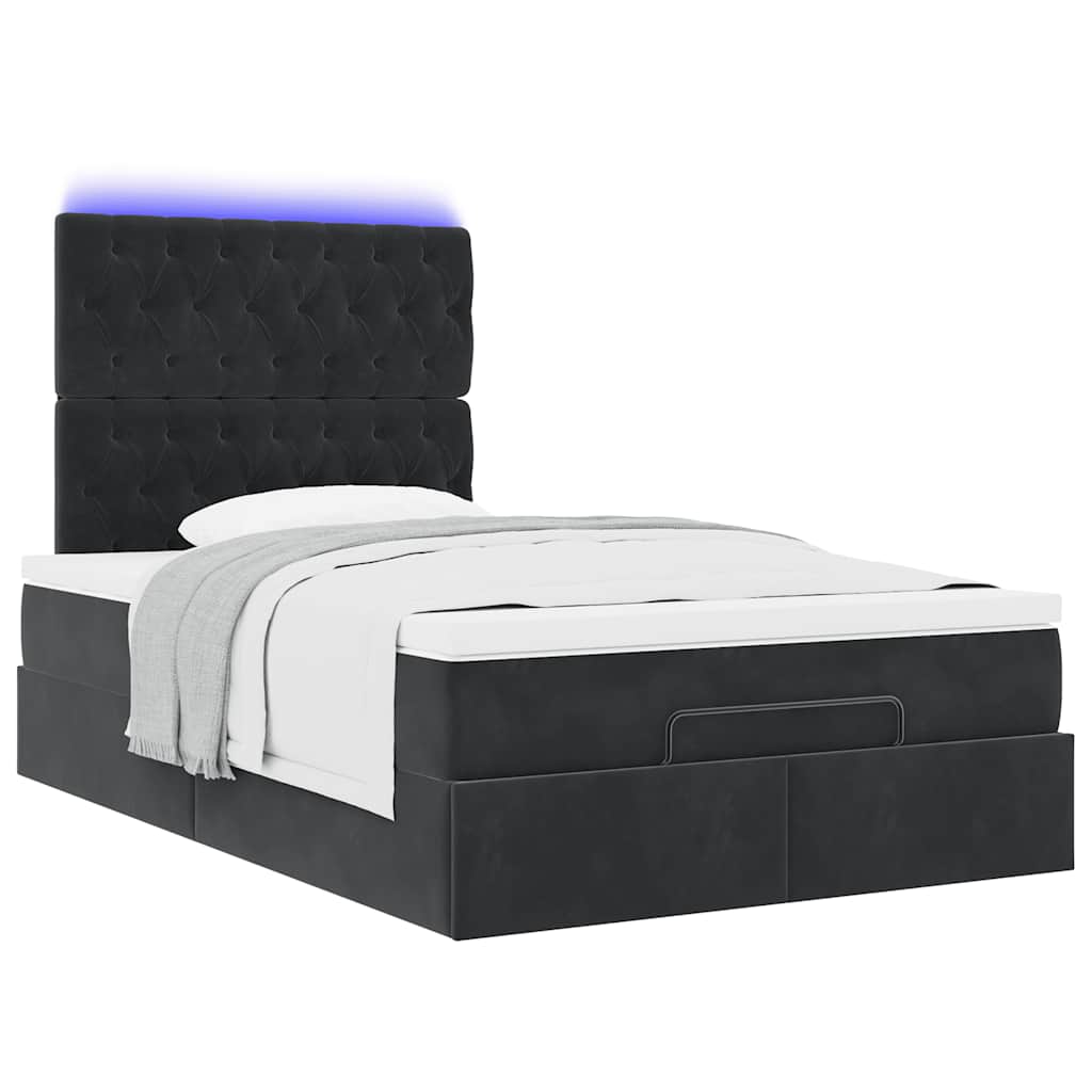 Ottoman bed met matrassen en LED's 120x190cm fluweel zwart is nu te koop bij PeponiXL, paradijselijk wonen!
