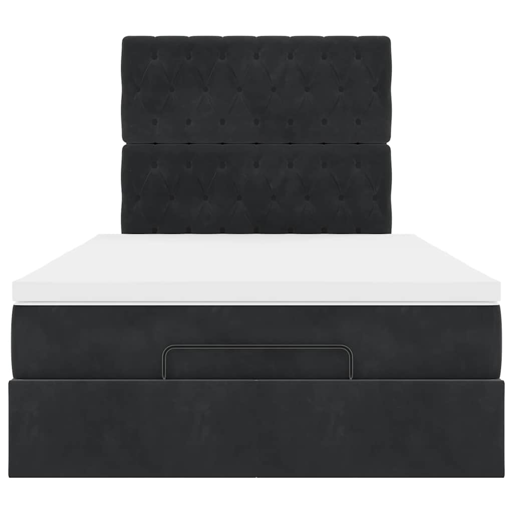 Ottoman bed met matrassen en LED's 120x190cm fluweel zwart is nu te koop bij PeponiXL, paradijselijk wonen!