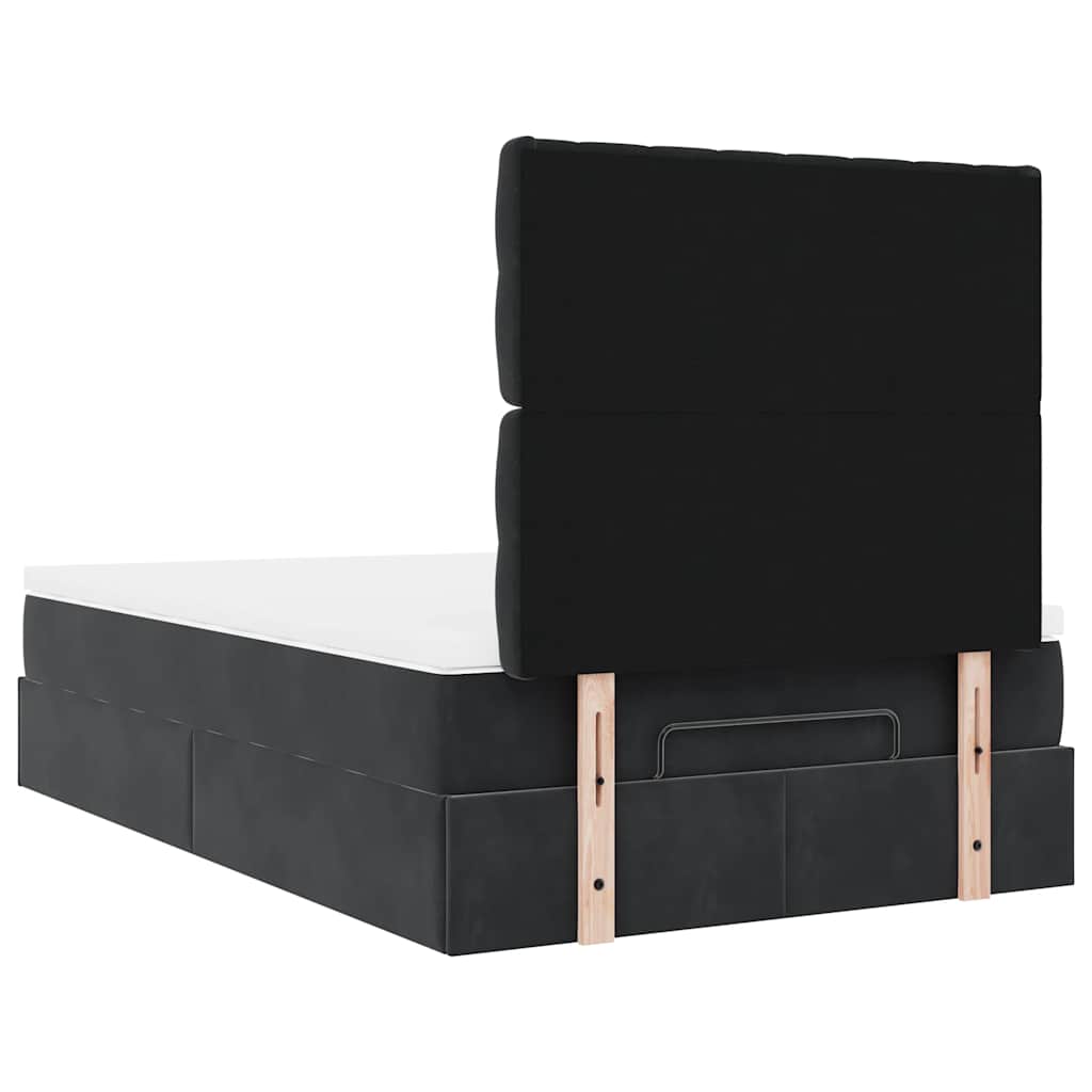 Ottoman bed met matrassen en LED's 120x190cm fluweel zwart is nu te koop bij PeponiXL, paradijselijk wonen!