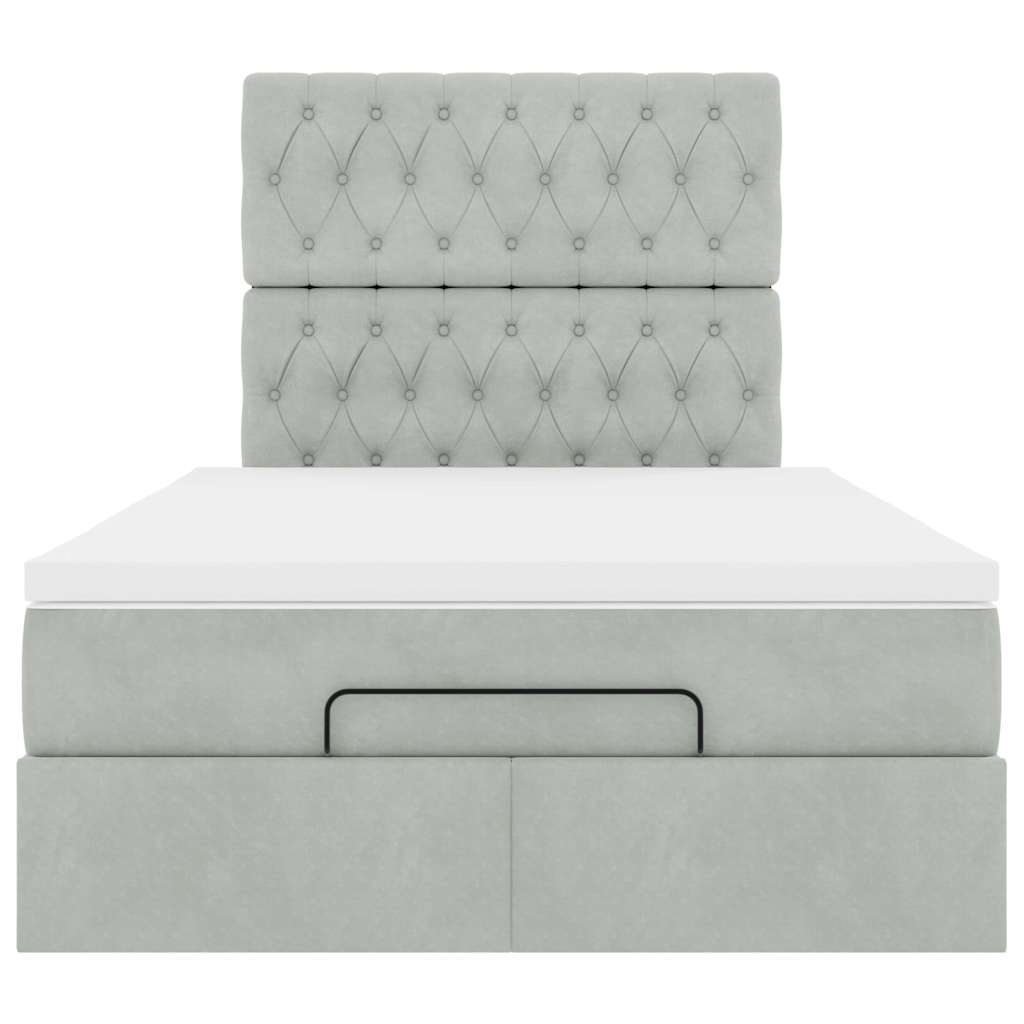 Ottoman bed met matrassen en LED's 120x200cm fluweel lichtgrijs is nu te koop bij PeponiXL, paradijselijk wonen!