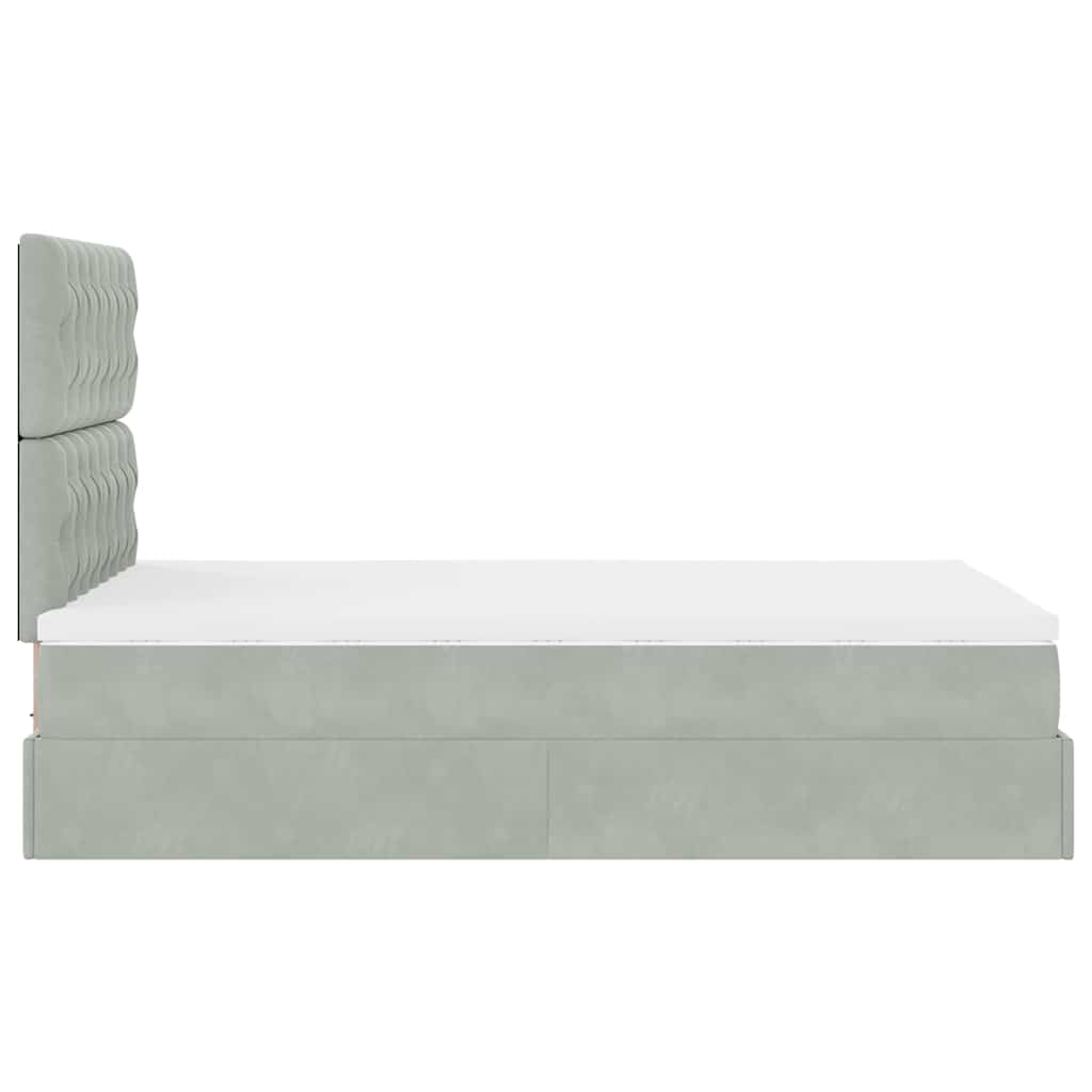 Ottoman bed met matrassen en LED's 120x200cm fluweel lichtgrijs is nu te koop bij PeponiXL, paradijselijk wonen!