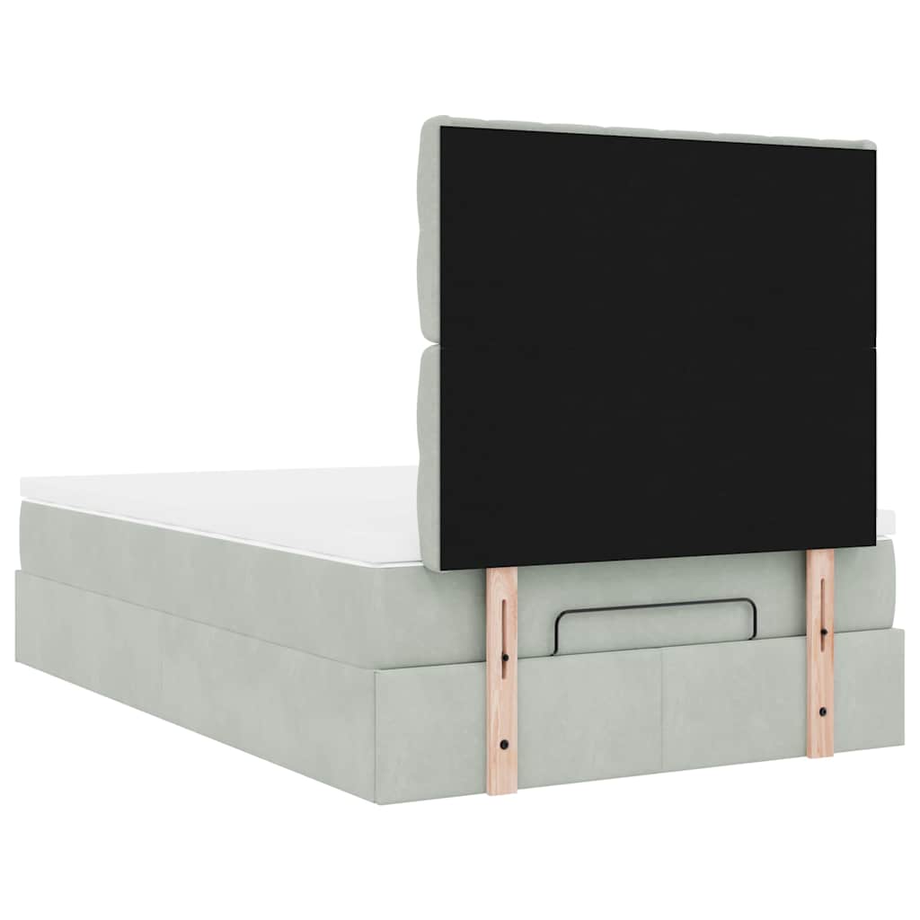Ottoman bed met matrassen en LED's 120x200cm fluweel lichtgrijs is nu te koop bij PeponiXL, paradijselijk wonen!