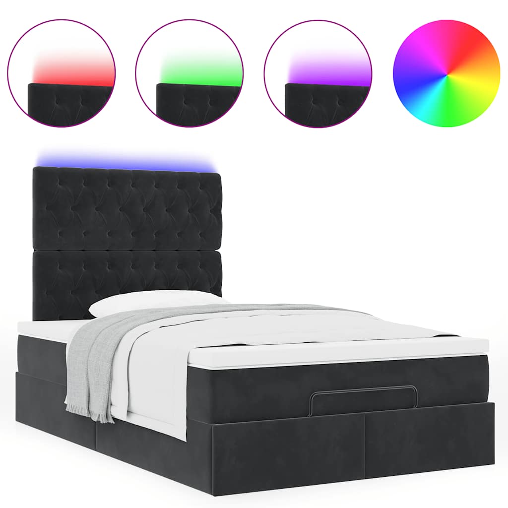 Ottoman bed met matrassen en LED's 120x200cm fluweel zwart is nu te koop bij PeponiXL, paradijselijk wonen!