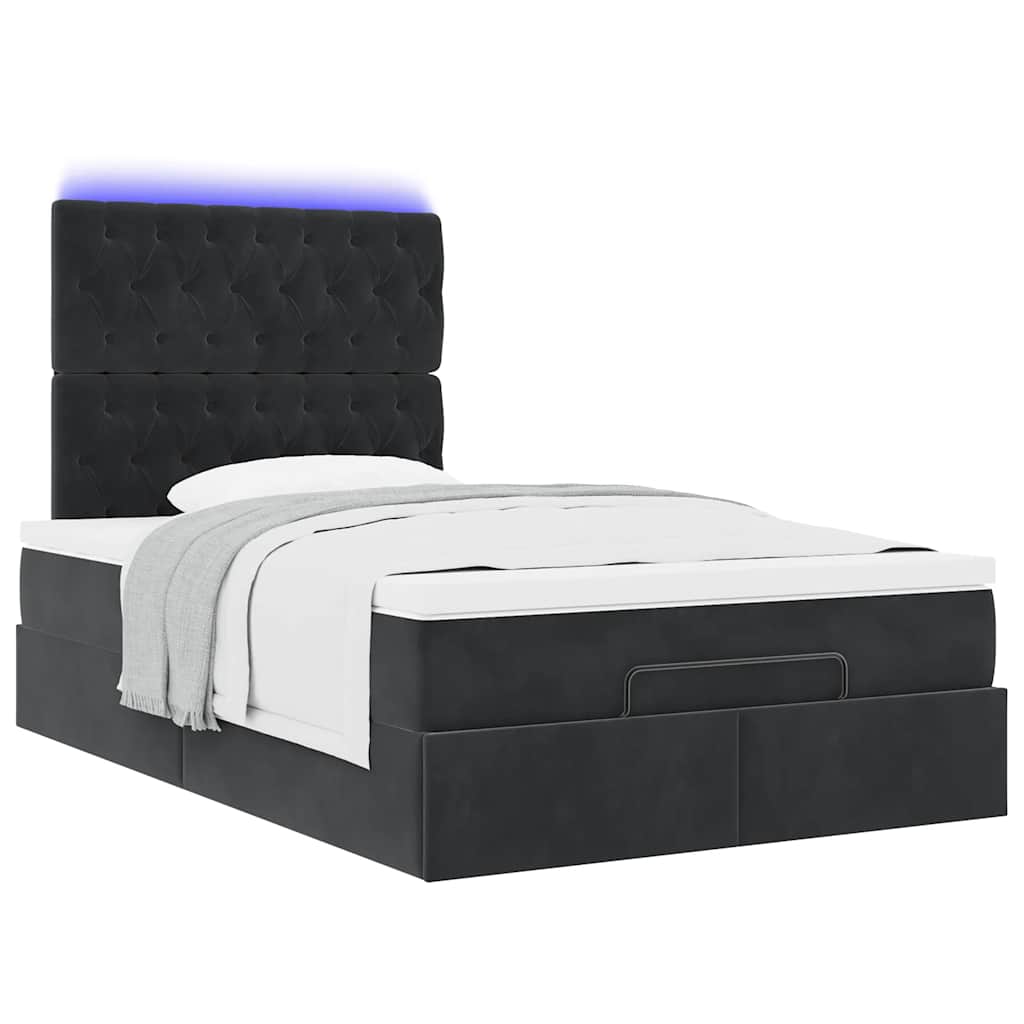 Ottoman bed met matrassen en LED's 120x200cm fluweel zwart is nu te koop bij PeponiXL, paradijselijk wonen!