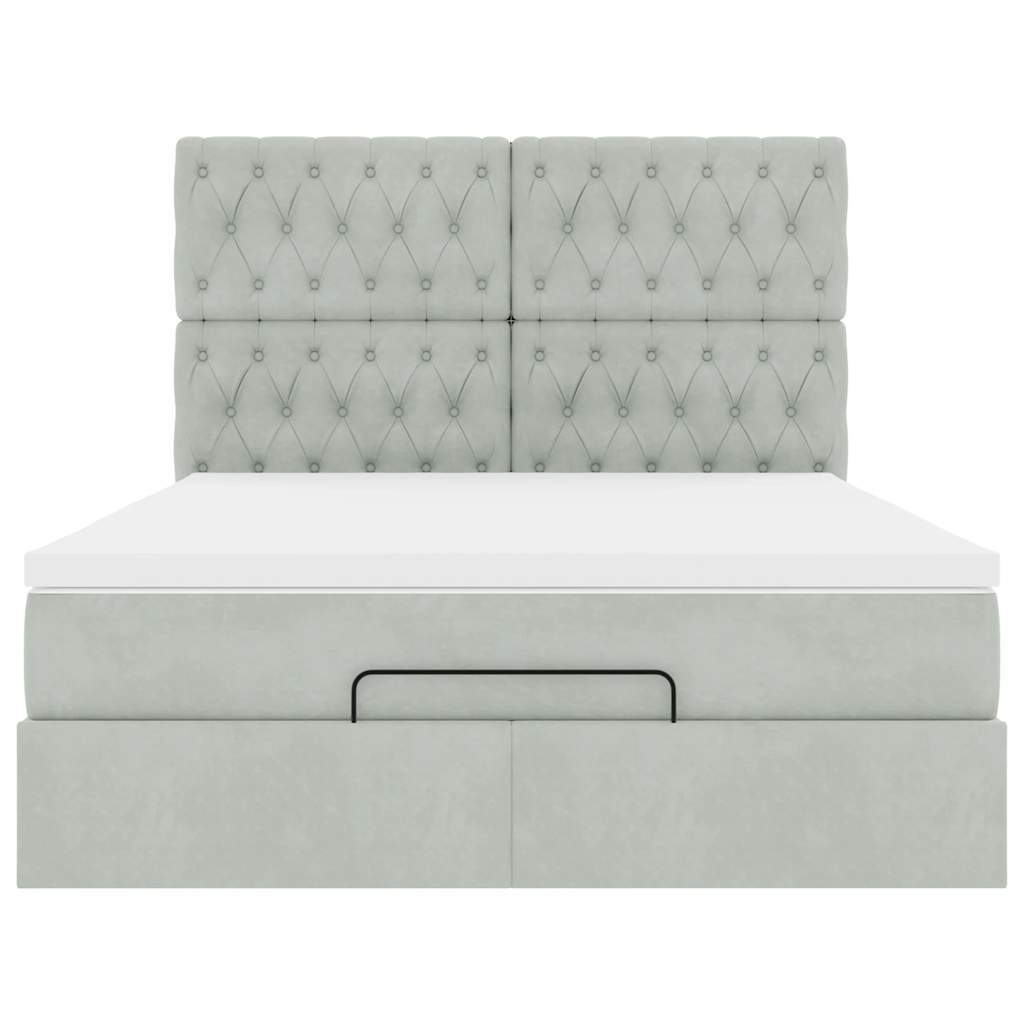 Ottoman bed met matrassen en LED's 140x190cm fluweel lichtgrijs is nu te koop bij PeponiXL, paradijselijk wonen!