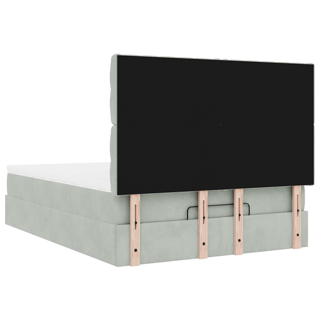 Ottoman bed met matrassen en LED's 140x190cm fluweel lichtgrijs is nu te koop bij PeponiXL, paradijselijk wonen!