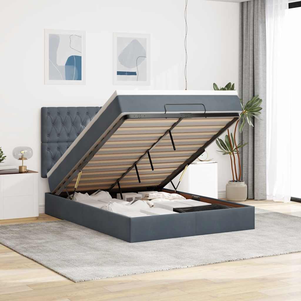 Ottoman bed met matrassen en LED's 140x190cm fluweel is nu te koop bij PeponiXL, paradijselijk wonen!