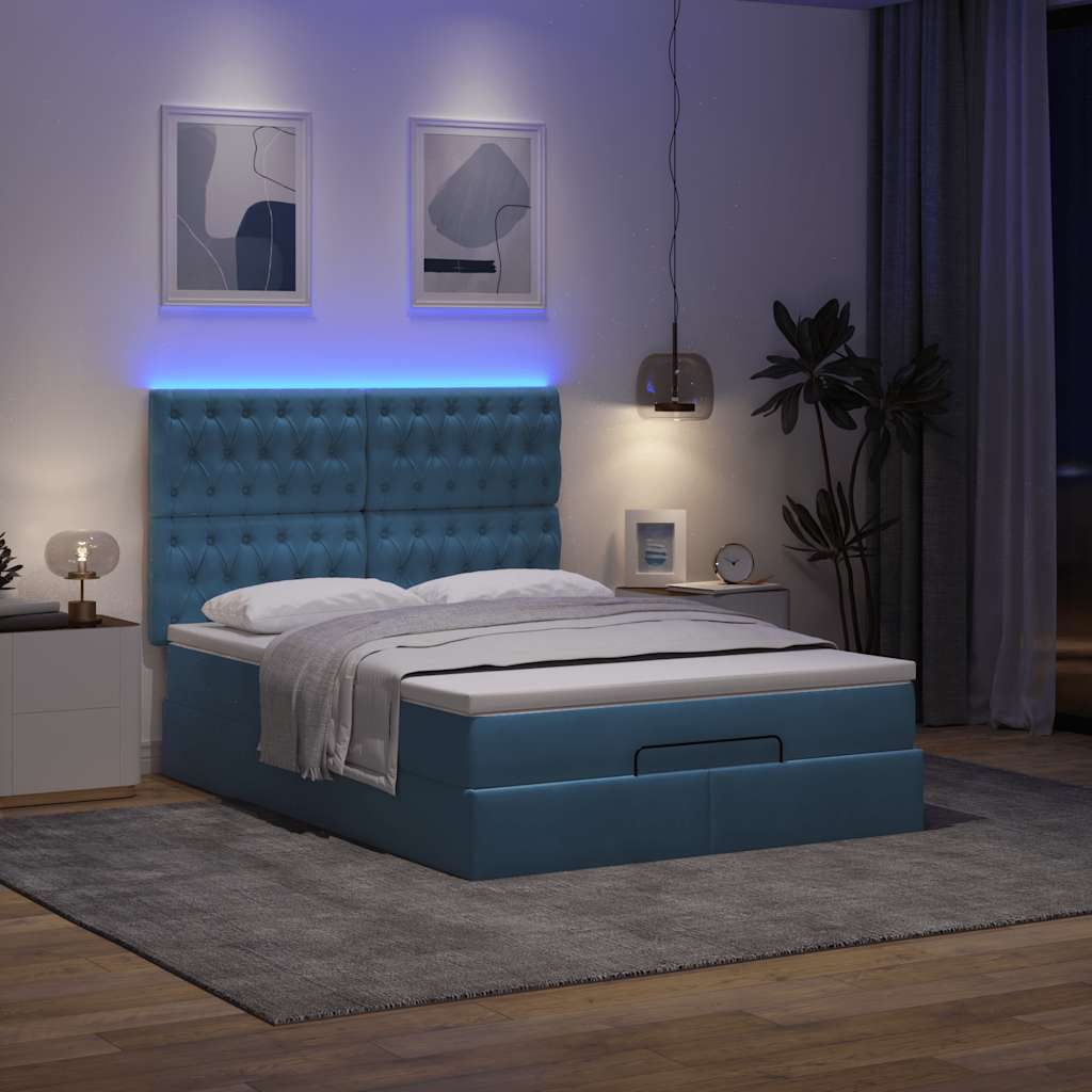 Ottoman bed met matrassen en LED's 140x190cm fluweel is nu te koop bij PeponiXL, paradijselijk wonen!