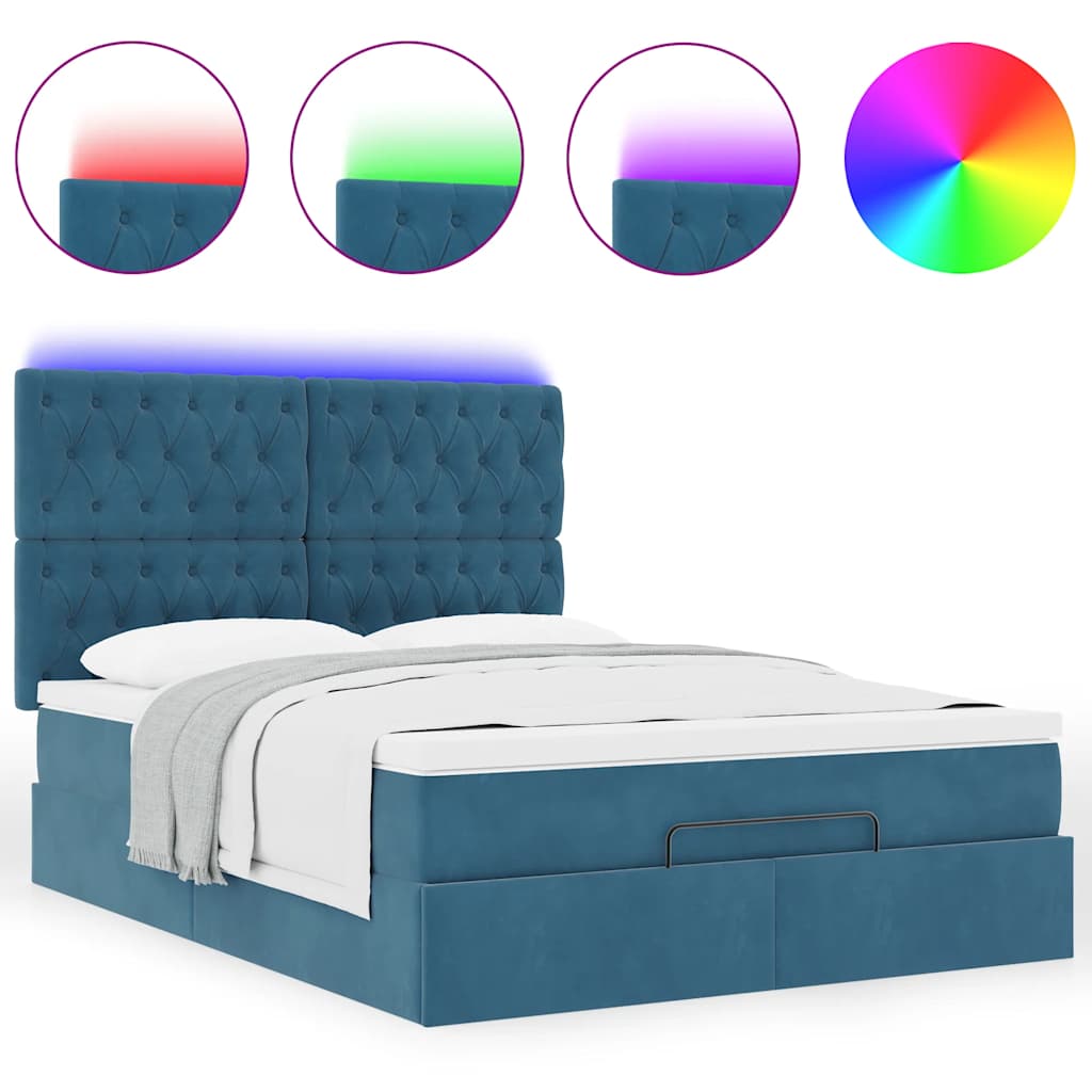 Ottoman bed met matrassen en LED's 140x190cm fluweel is nu te koop bij PeponiXL, paradijselijk wonen!