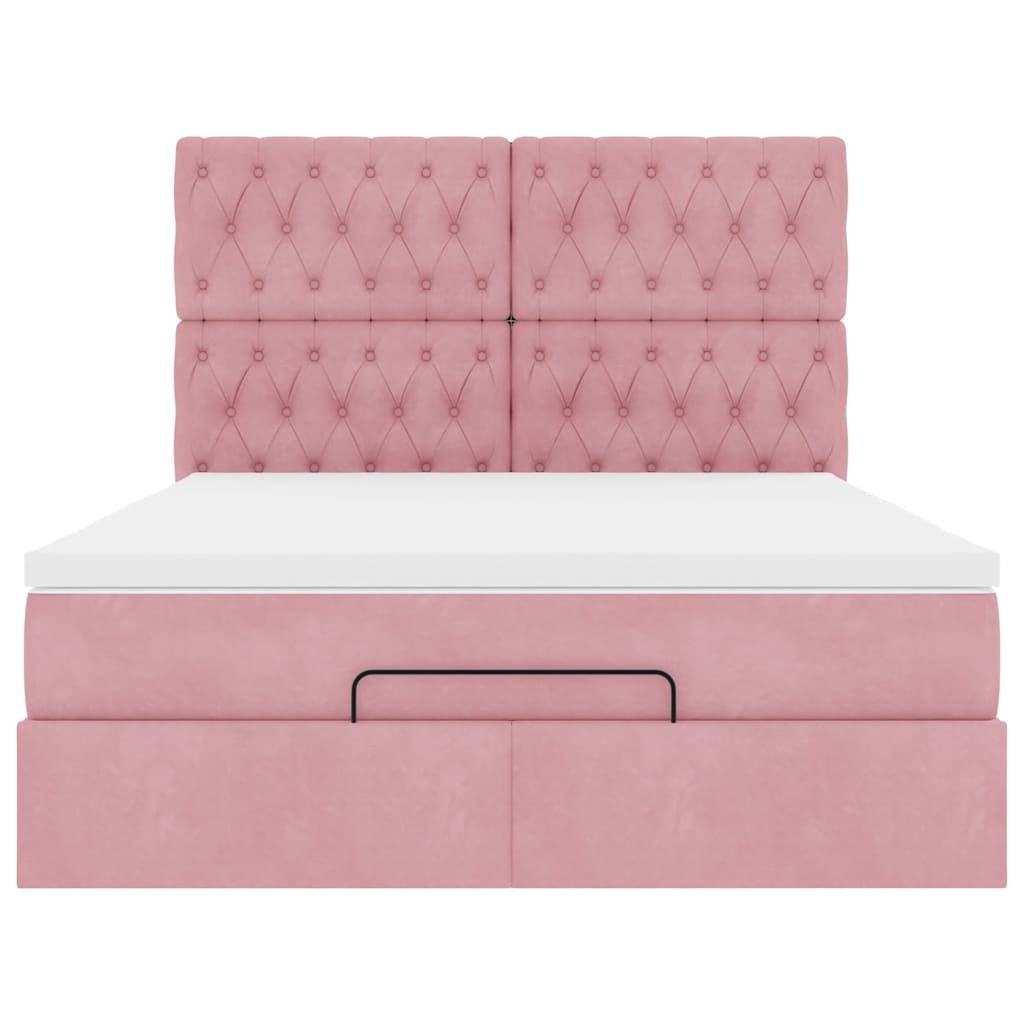 Ottoman bed met matrassen en LED's 140x190cm fluweel roze is nu te koop bij PeponiXL, paradijselijk wonen!