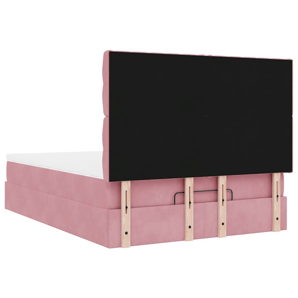 Ottoman bed met matrassen en LED's 140x190cm fluweel roze is nu te koop bij PeponiXL, paradijselijk wonen!