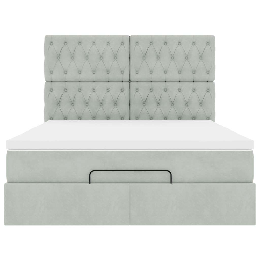 Ottoman bed met matrassen en LED's 140x200cm fluweel lichtgrijs is nu te koop bij PeponiXL, paradijselijk wonen!