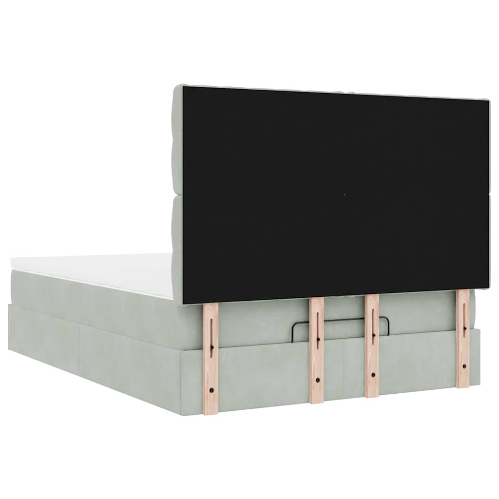 Ottoman bed met matrassen en LED's 140x200cm fluweel lichtgrijs is nu te koop bij PeponiXL, paradijselijk wonen!