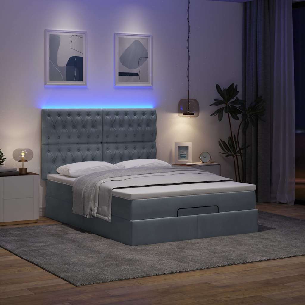 Ottoman bed met matrassen en LED's 140x200cm fluweel is nu te koop bij PeponiXL, paradijselijk wonen!
