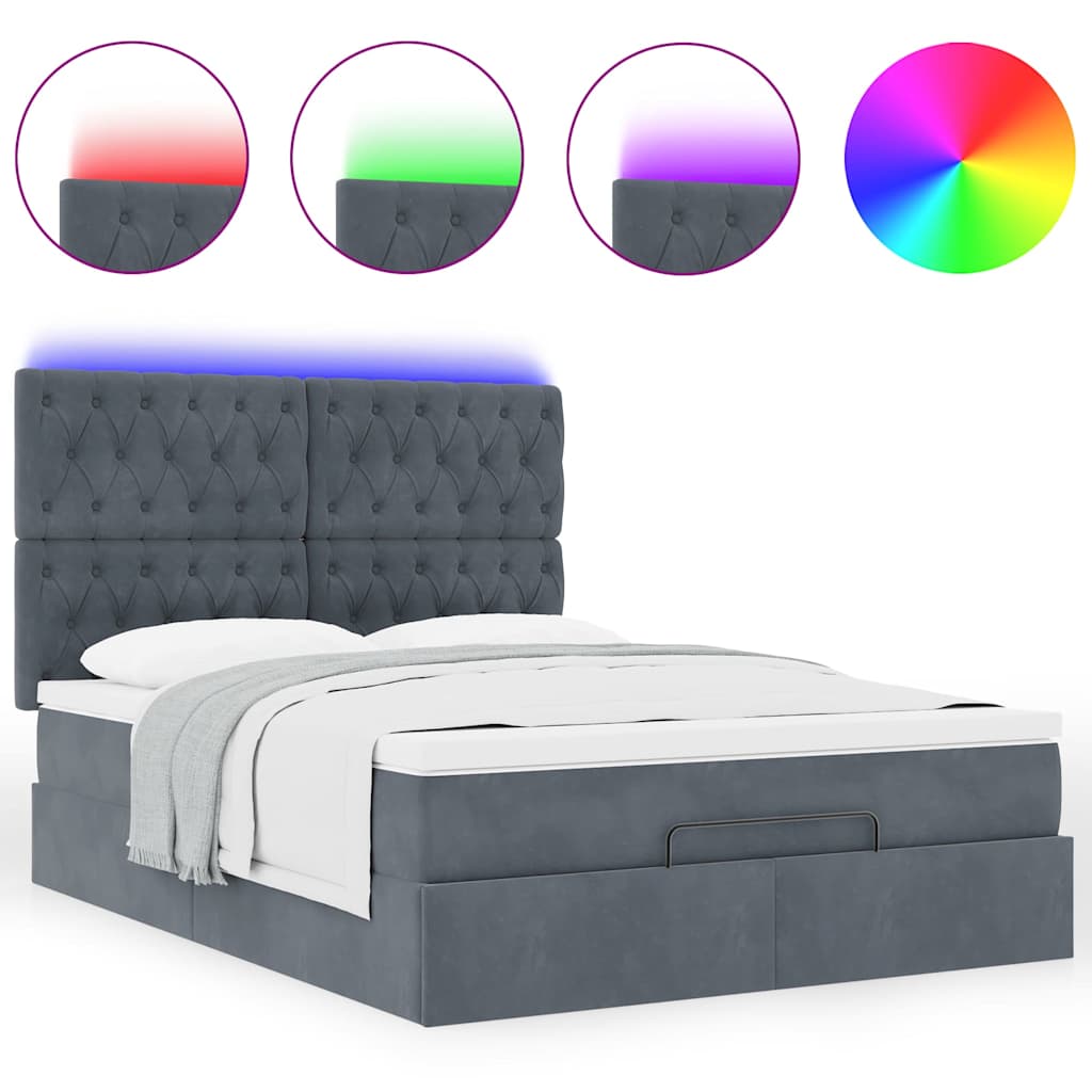 Ottoman bed met matrassen en LED's 140x200cm fluweel is nu te koop bij PeponiXL, paradijselijk wonen!