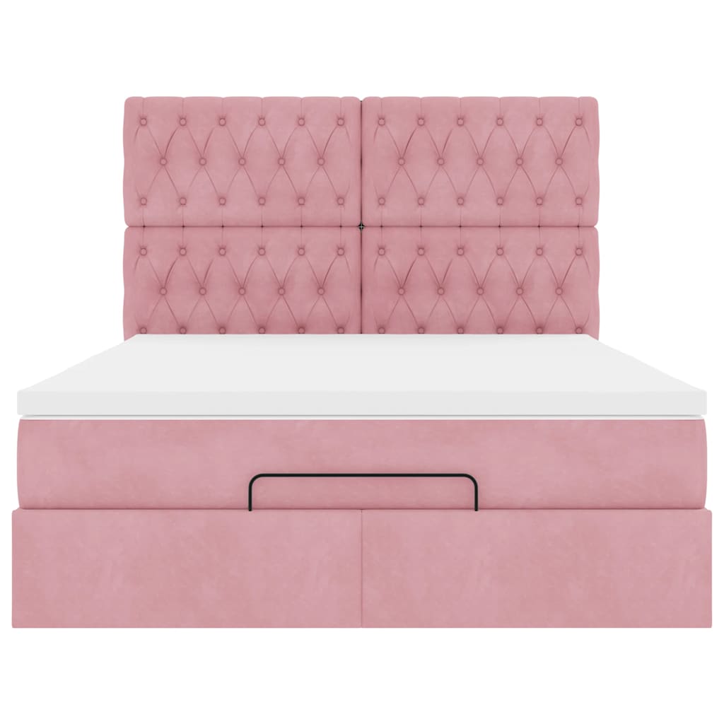 Ottoman bed met matrassen en LED's 140x200cm fluweel roze is nu te koop bij PeponiXL, paradijselijk wonen!