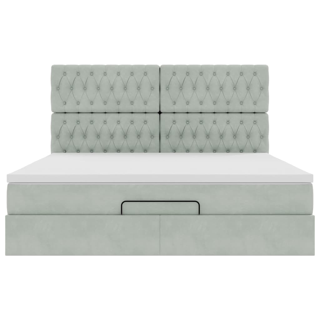 Ottoman bed met matrassen en LED's 160x200cm fluweel lichtgrijs is nu te koop bij PeponiXL, paradijselijk wonen!