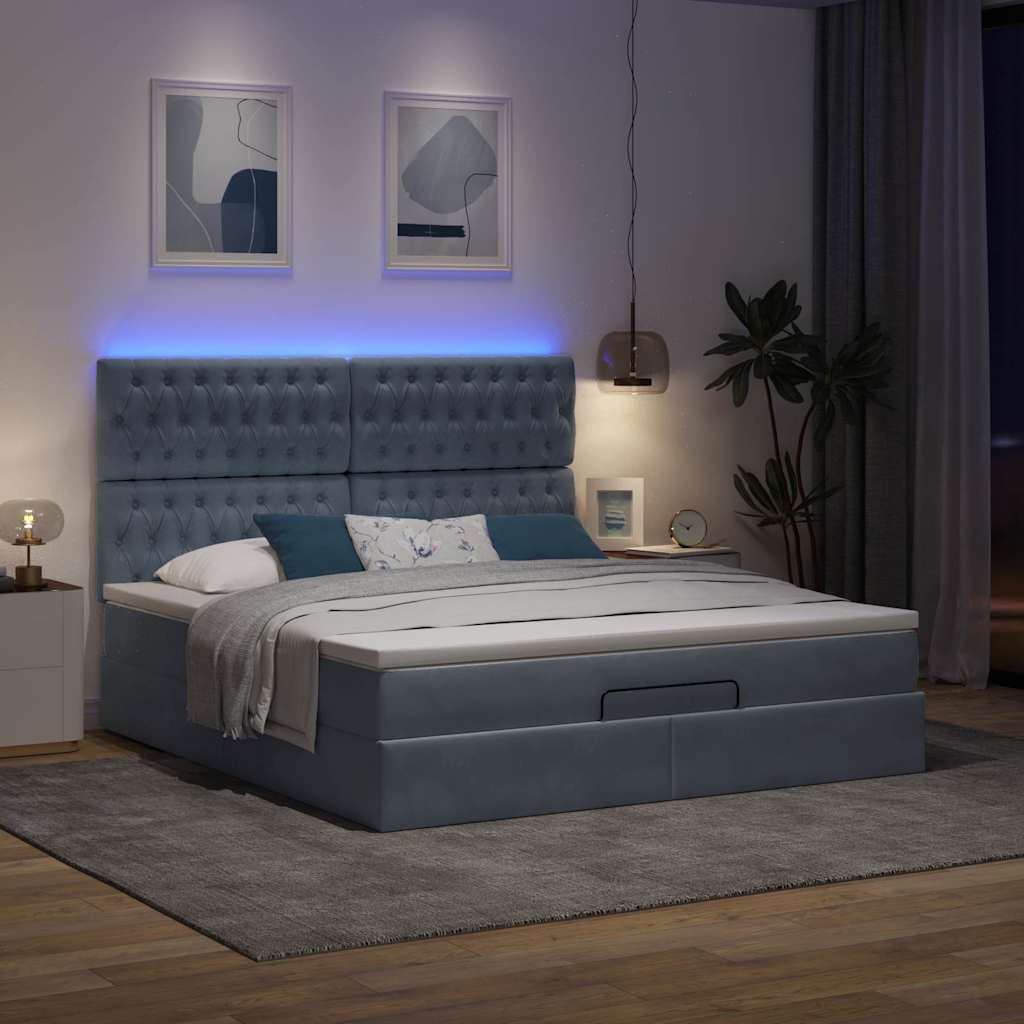 Ottoman bed met matrassen en LED's 160x200cm fluweel is nu te koop bij PeponiXL, paradijselijk wonen!