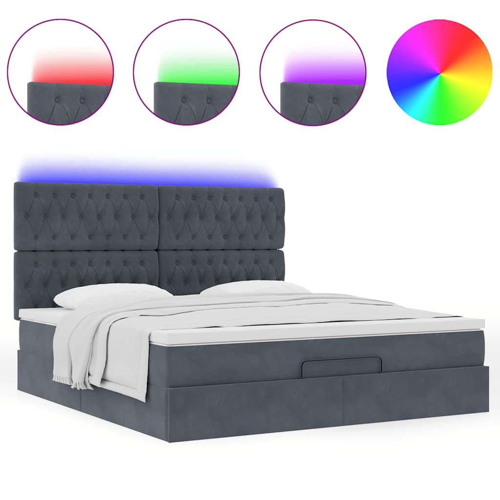 Ottoman bed met matrassen en LED's 160x200cm fluweel is nu te koop bij PeponiXL, paradijselijk wonen!