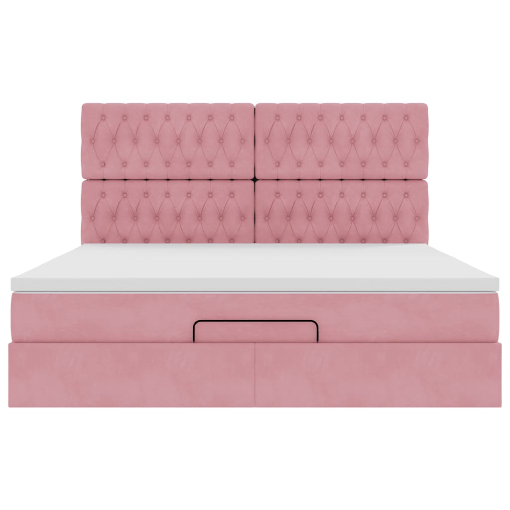 Ottoman bed met matrassen en LED's 160x200cm fluweel roze is nu te koop bij PeponiXL, paradijselijk wonen!