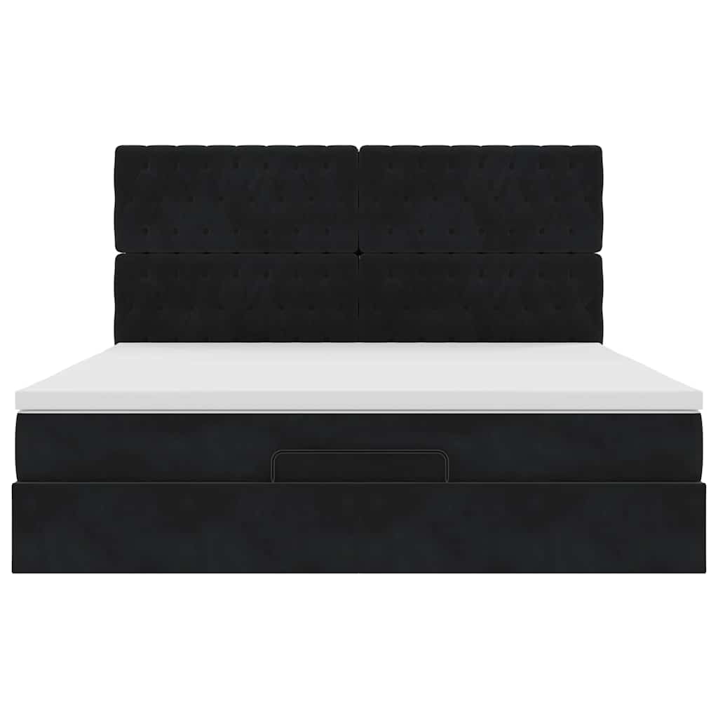 Ottoman bed met matrassen en LED's 180x200cm fluweel zwart is nu te koop bij PeponiXL, paradijselijk wonen!
