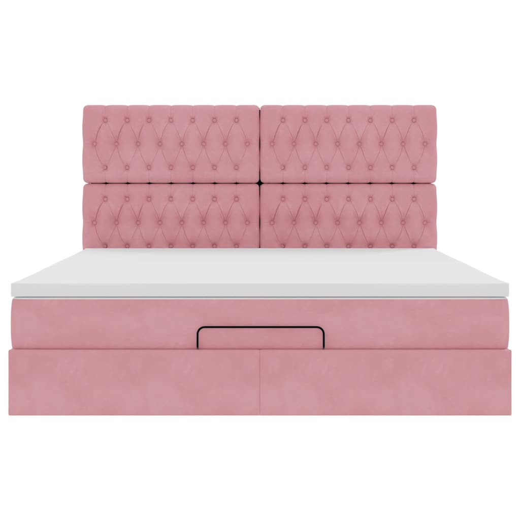 Ottoman bed met matrassen en LED's 180x200cm fluweel roze is nu te koop bij PeponiXL, paradijselijk wonen!