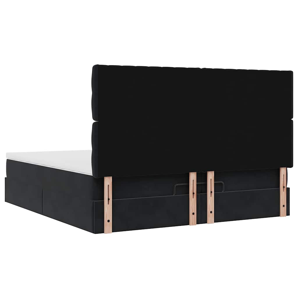 Ottoman bed met matrassen en LED's 200x200cm fluweel zwart is nu te koop bij PeponiXL, paradijselijk wonen!