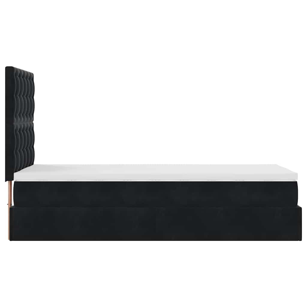 Ottoman bed met matrassen en LED's 80x200cm fluweel zwart is nu te koop bij PeponiXL, paradijselijk wonen!