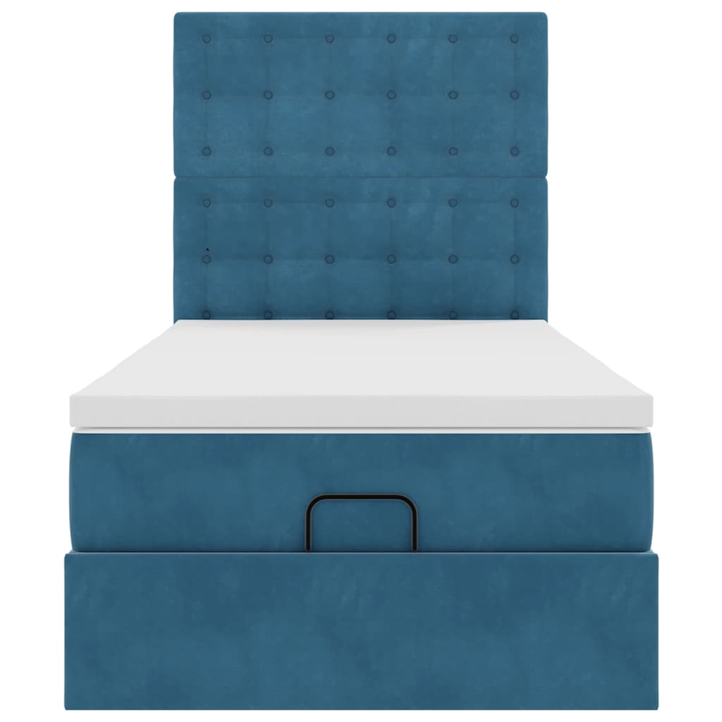 Ottoman bed met matrassen en LED's 80x200cm fluweel donkerblauw is nu te koop bij PeponiXL, paradijselijk wonen!