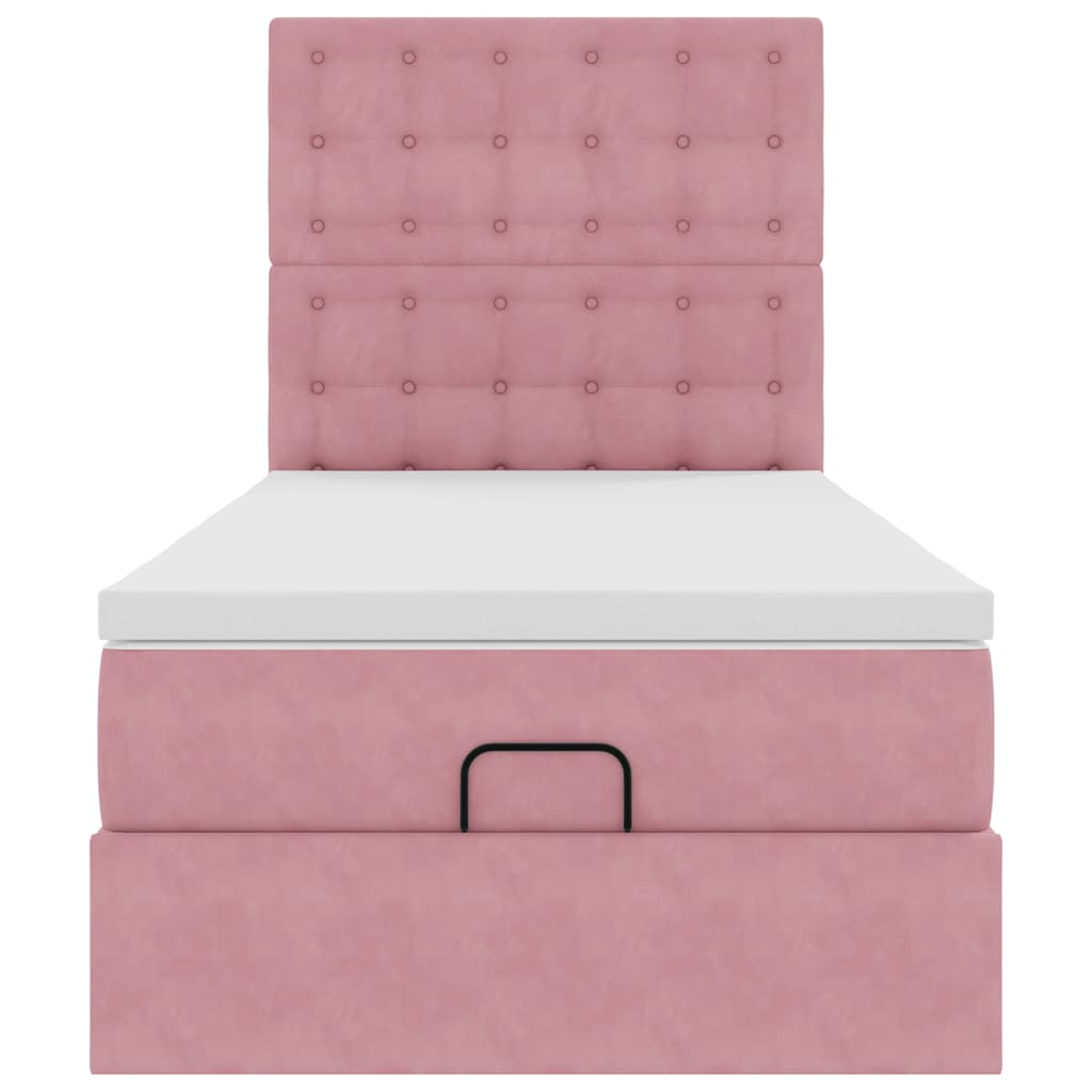 Ottoman bed met matrassen en LED's 80x200cm fluweel roze is nu te koop bij PeponiXL, paradijselijk wonen!