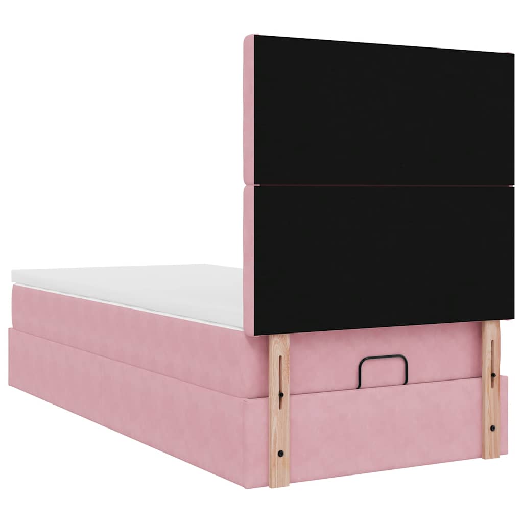 Ottoman bed met matrassen en LED's 80x200cm fluweel roze is nu te koop bij PeponiXL, paradijselijk wonen!