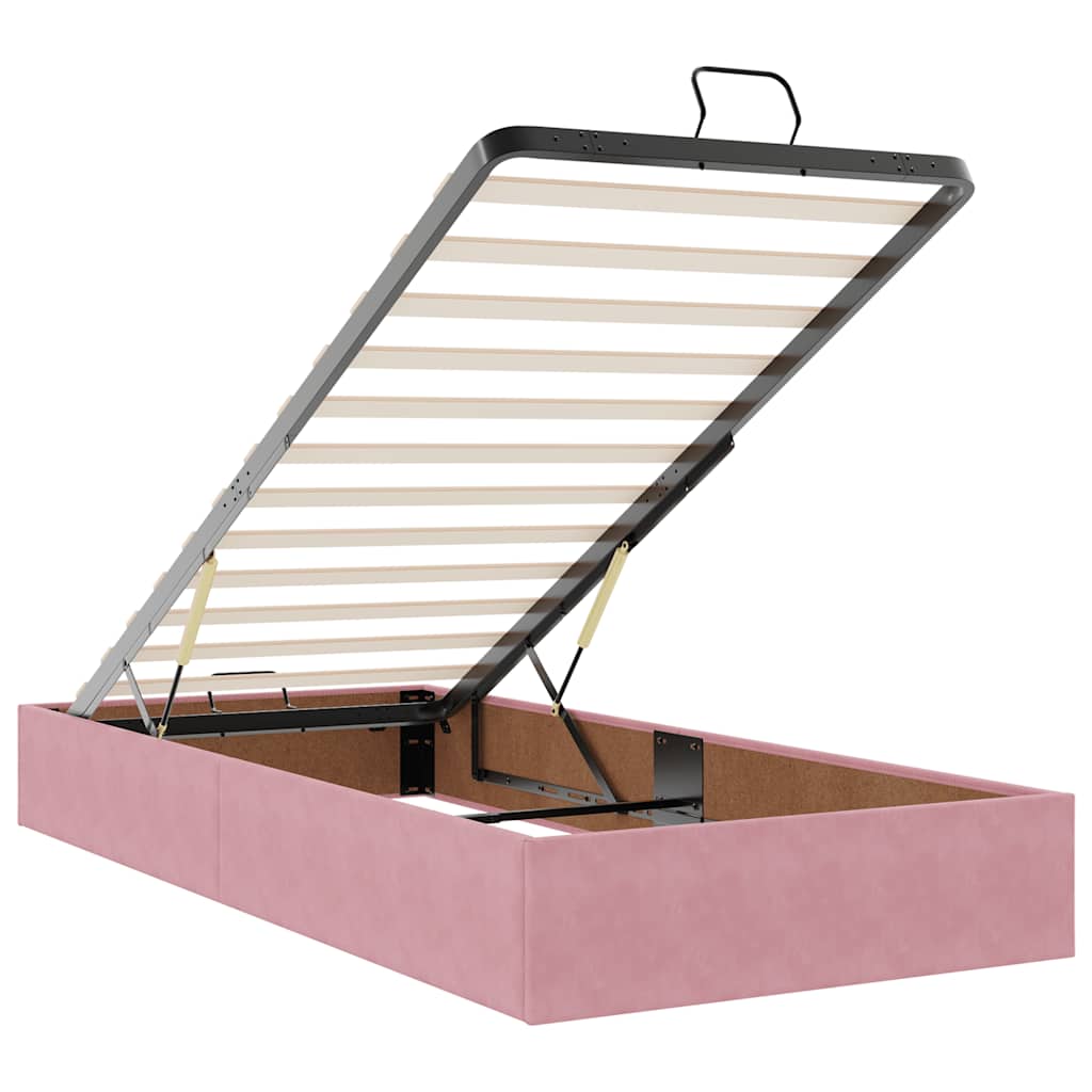 Ottoman bed met matrassen en LED's 80x200cm fluweel roze is nu te koop bij PeponiXL, paradijselijk wonen!