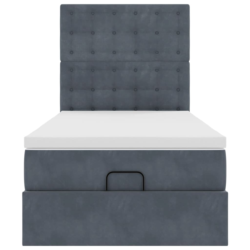 Ottoman bed met matrassen en LED's 90x190cm fluweel donkergrijs is nu te koop bij PeponiXL, paradijselijk wonen!