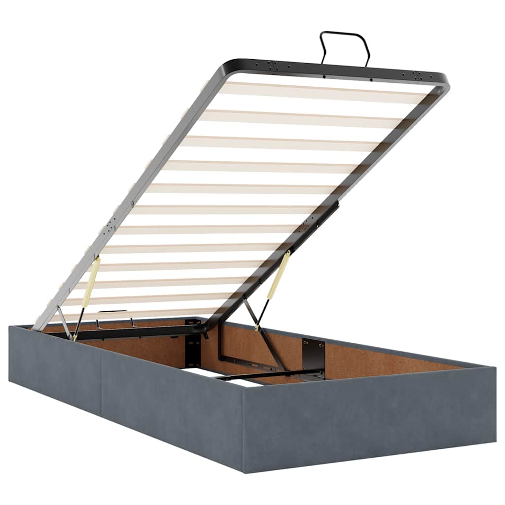 Ottoman bed met matrassen en LED's 90x190cm fluweel donkergrijs is nu te koop bij PeponiXL, paradijselijk wonen!