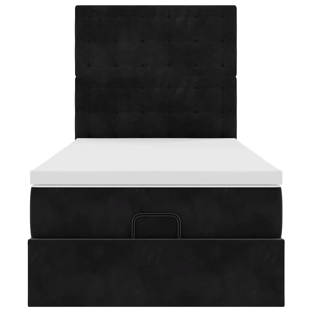 Ottoman bed met matrassen en LED's 90x190cm fluweel zwart is nu te koop bij PeponiXL, paradijselijk wonen!