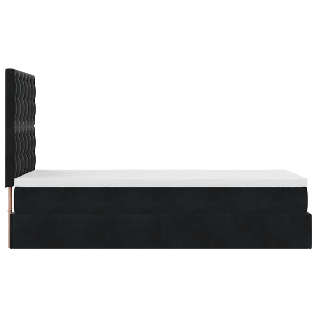 Ottoman bed met matrassen en LED's 90x190cm fluweel zwart is nu te koop bij PeponiXL, paradijselijk wonen!