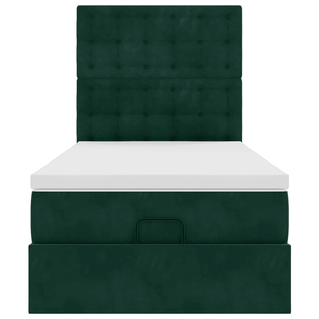 Ottoman bed met matrassen en LED's 90x190cm fluweel donkergroen is nu te koop bij PeponiXL, paradijselijk wonen!
