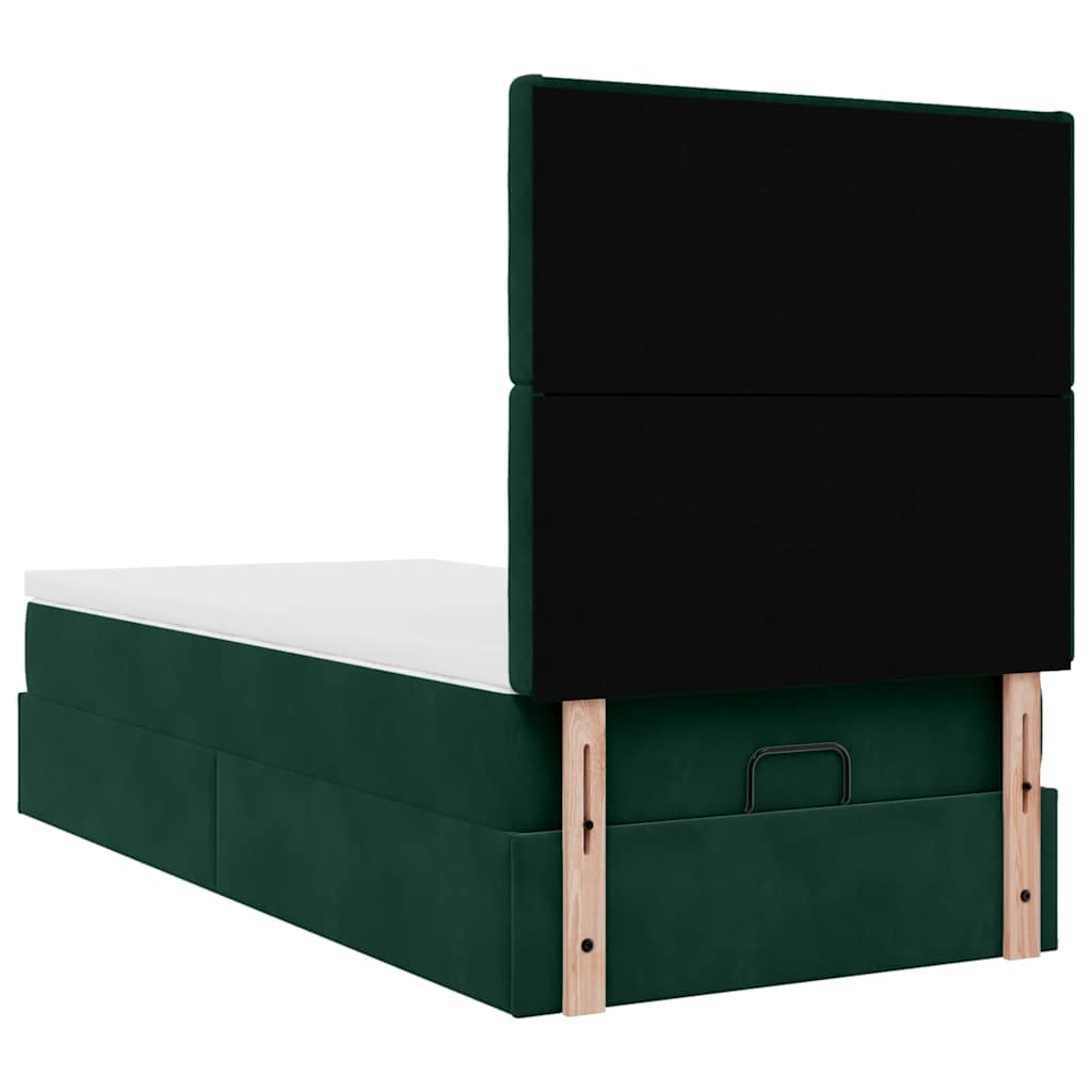 Ottoman bed met matrassen en LED's 90x190cm fluweel donkergroen is nu te koop bij PeponiXL, paradijselijk wonen!