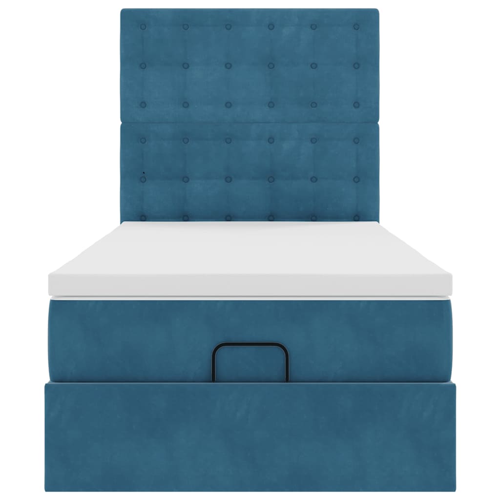 Ottoman bed met matrassen en LED's 90x190cm fluweel donkerblauw is nu te koop bij PeponiXL, paradijselijk wonen!