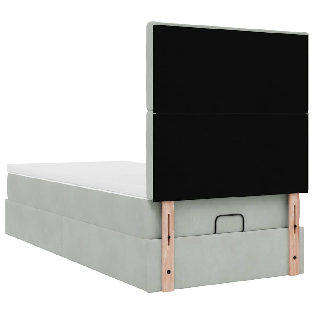 Ottoman bed met matrassen en LED's 90x200cm fluweel lichtgrijs is nu te koop bij PeponiXL, paradijselijk wonen!