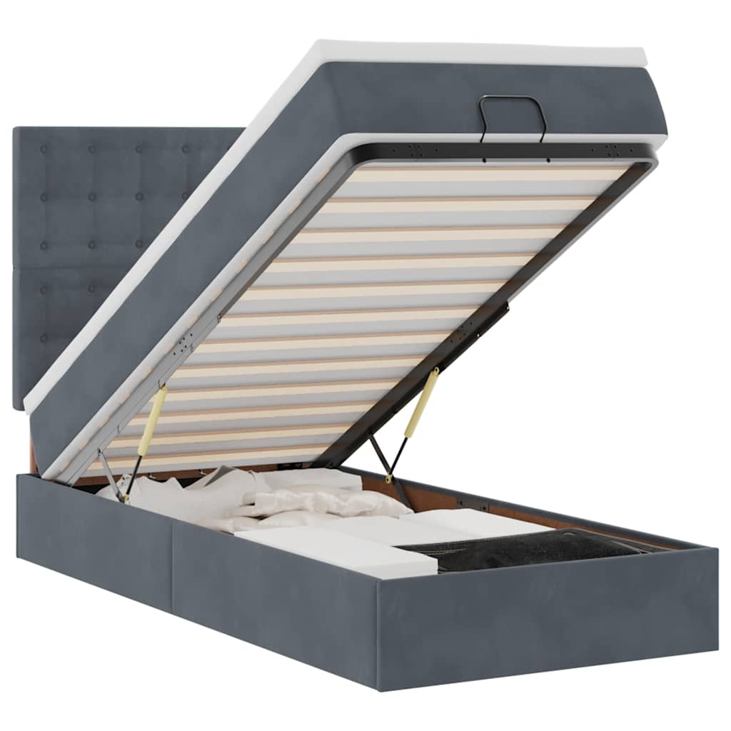 Ottoman bed met matrassen en LED's 90x200cm fluweel donkergrijs is nu te koop bij PeponiXL, paradijselijk wonen!
