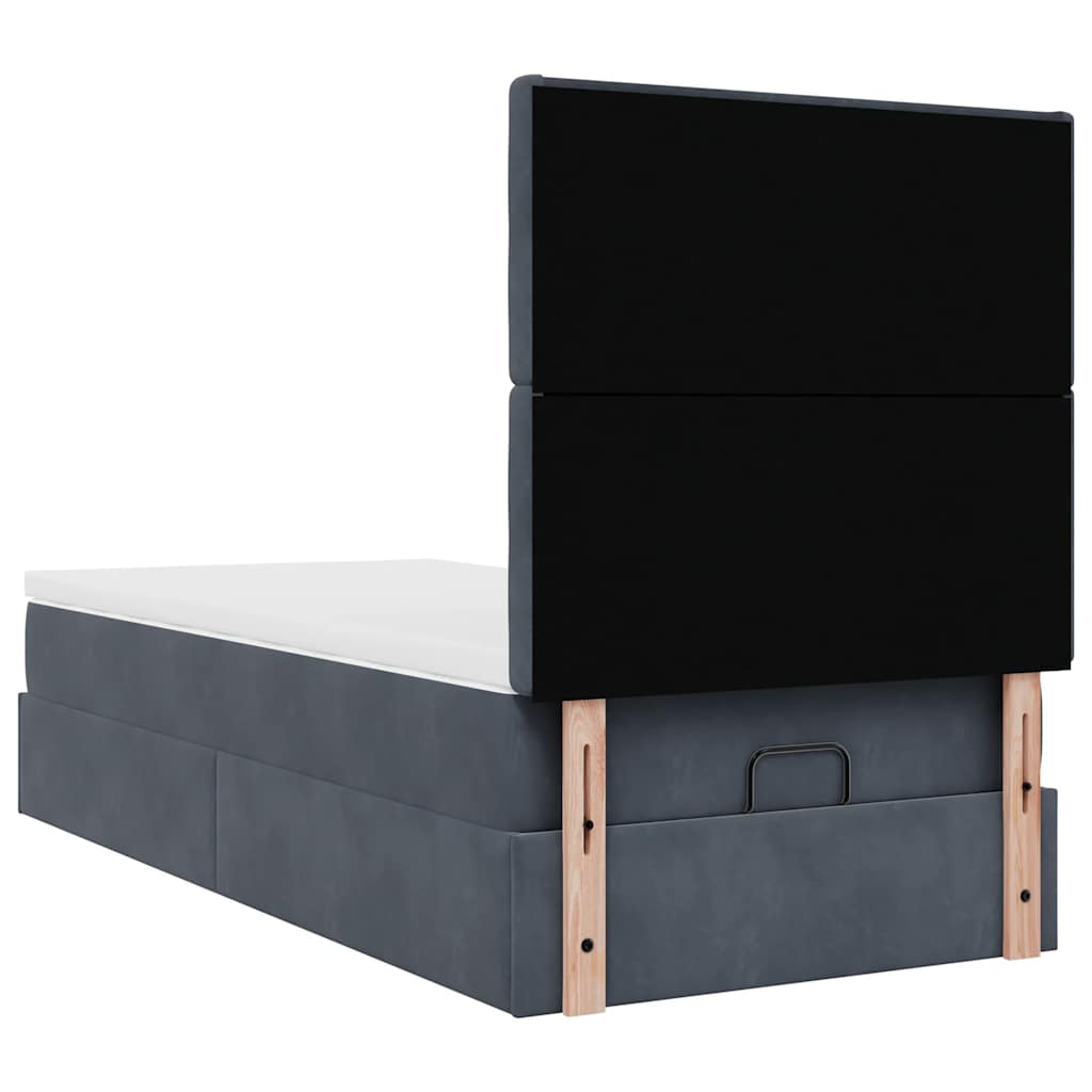 Ottoman bed met matrassen en LED's 90x200cm fluweel donkergrijs is nu te koop bij PeponiXL, paradijselijk wonen!