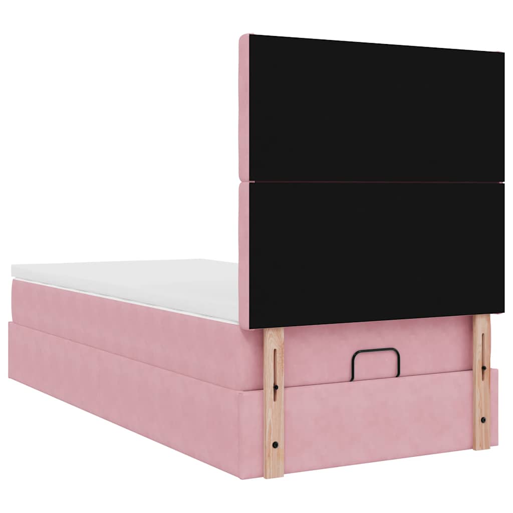 Ottoman bed met matrassen en LED's 90x200cm fluweel roze is nu te koop bij PeponiXL, paradijselijk wonen!